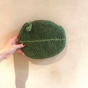Green Knit Leaf Clutch